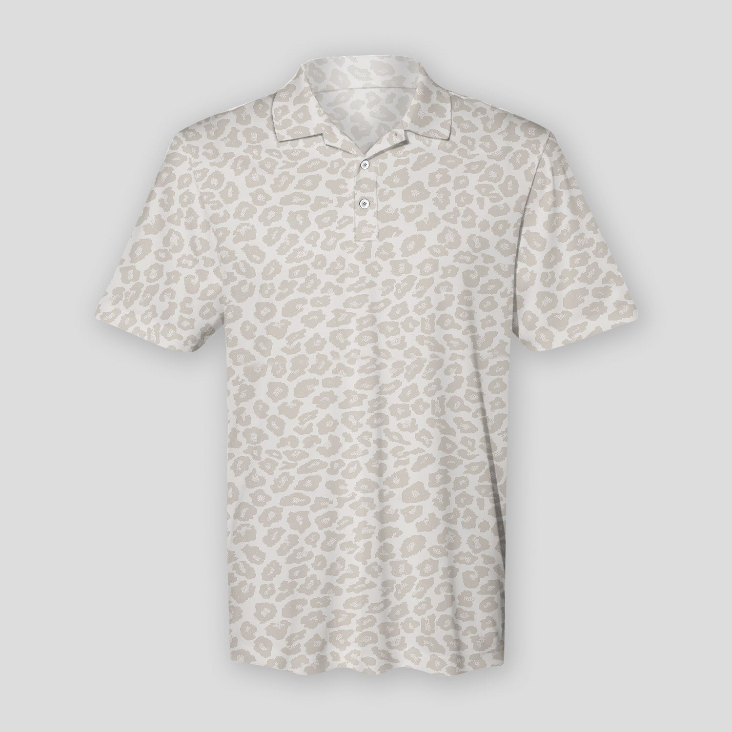 Beige Natural Leopard Cheetah Polo Shirt For Men | Polo T-shirt | Men Short Sleeve Shirt
