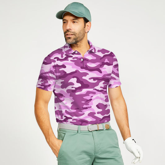 Pink Camouflage Polo Shirt For Men | Polo T-shirt | Men Short Sleeve Shirt